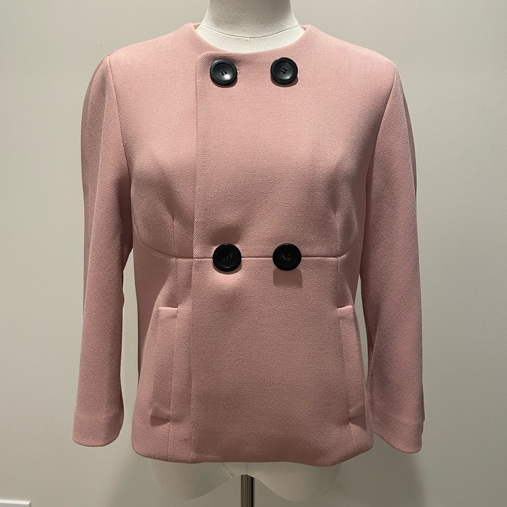 Ann Taylor Soft Pink Pea Coat with Black Buttons
